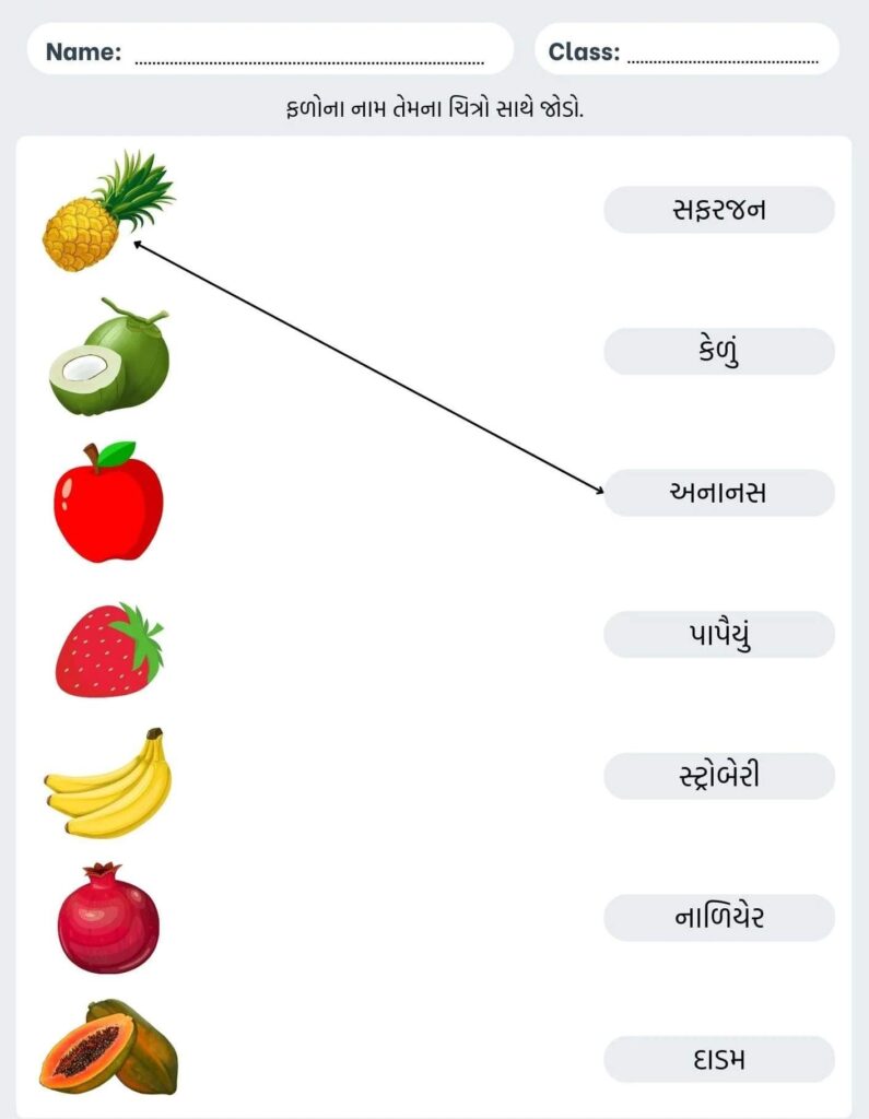 Fruits Name Worksheet 2