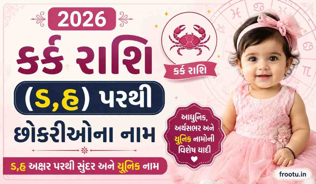 કર્ક રાશિ (ડ,હ) પરથી છોકરીઓના નામ 2026 | Kark Rashi Girl Names