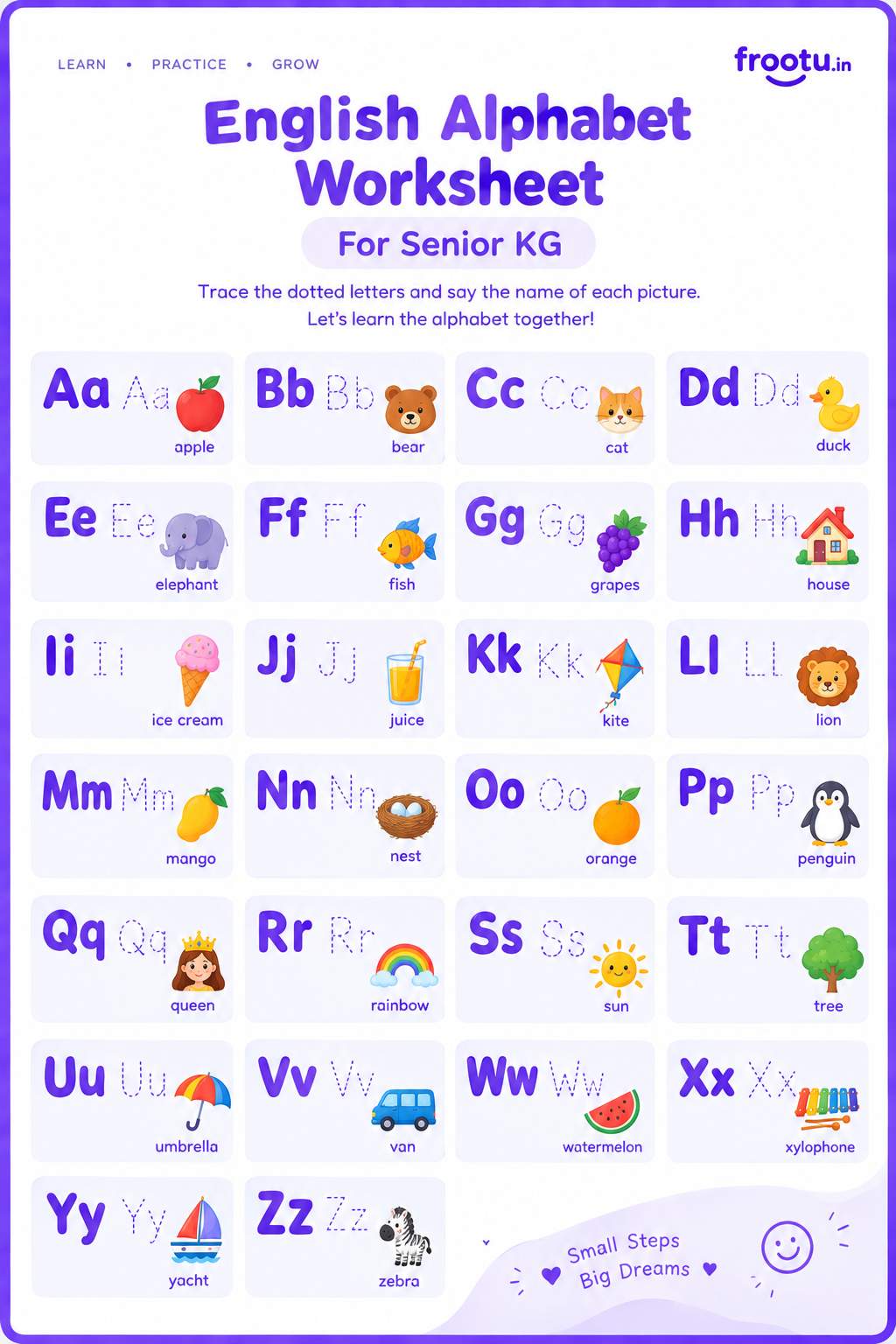 English Alphabet Worksheet For Senior KG