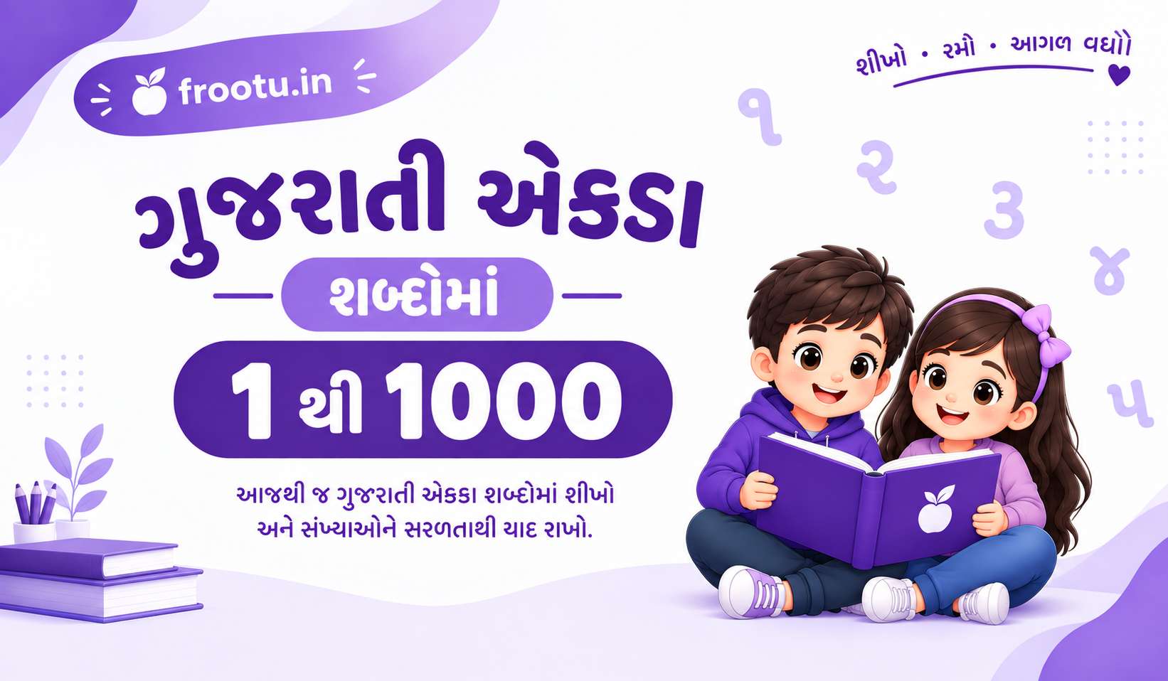 1 થી 1000 ગુજરાતી એકડા શબ્દોમાં PDF | Gujarati Ekda​ and Worksheets