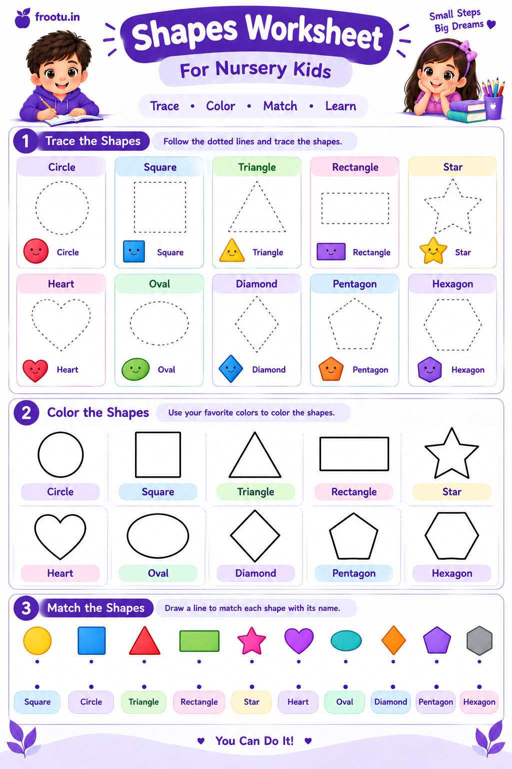 Shapes Worksheet For Nursery Kids