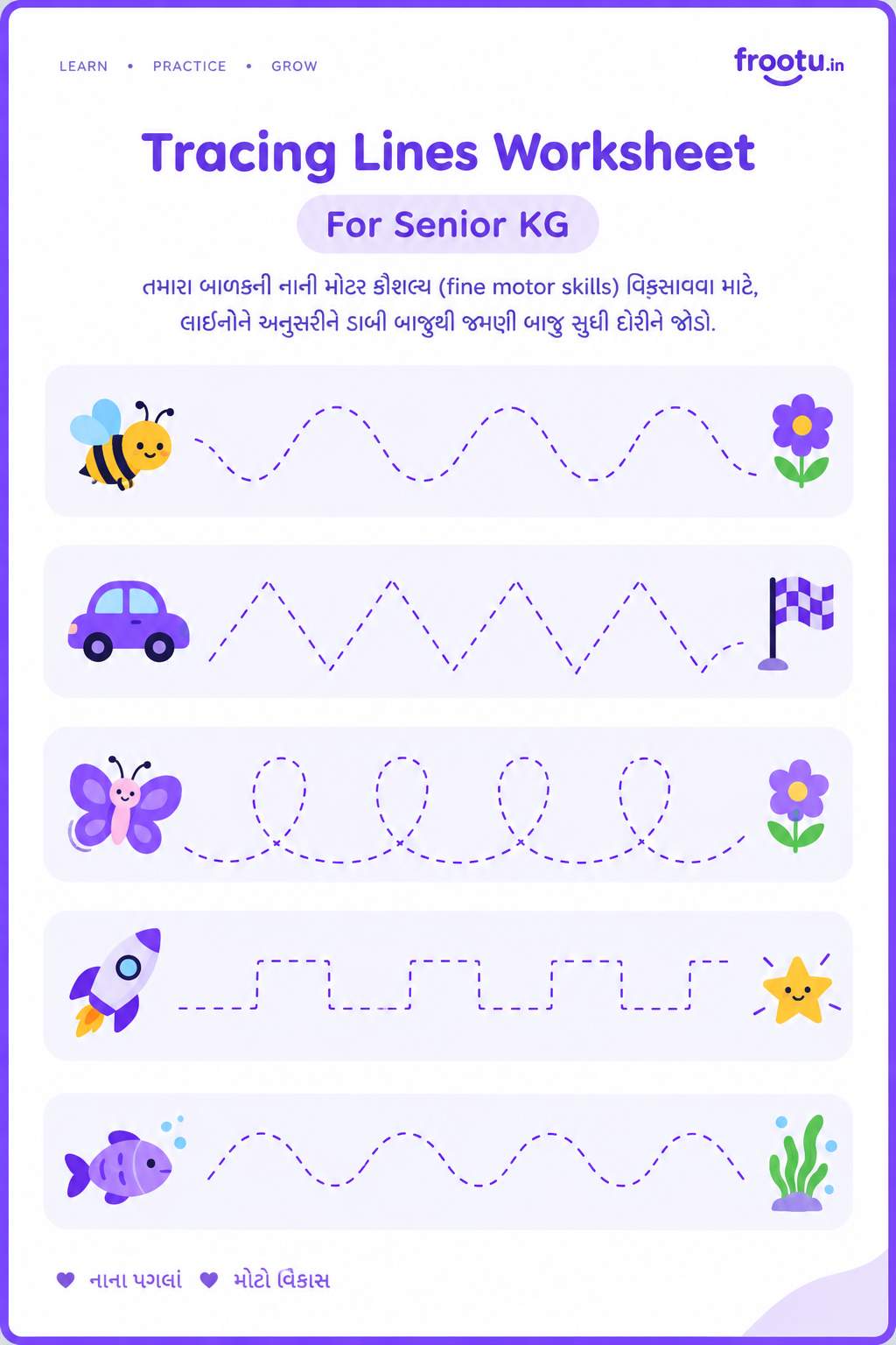 Tracing Lines Worksheet For Senior KG
