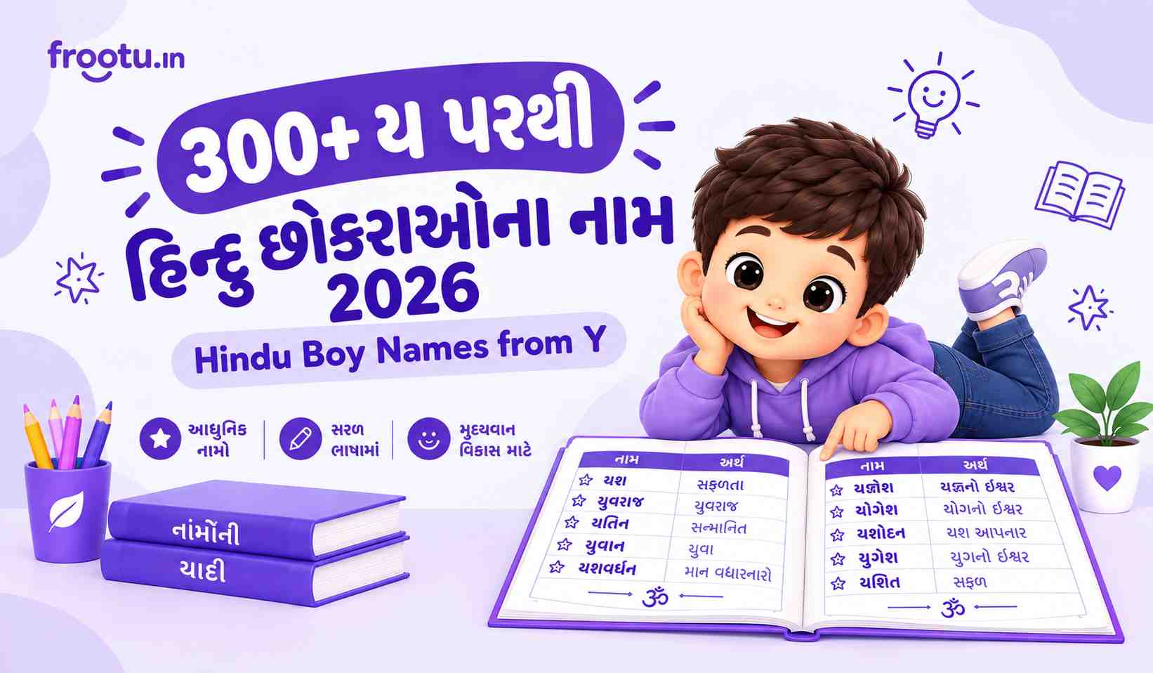 300+ ય પરથી હિન્દુ છોકરાઓના નામ 2026 | Hindu Boy Names from Y